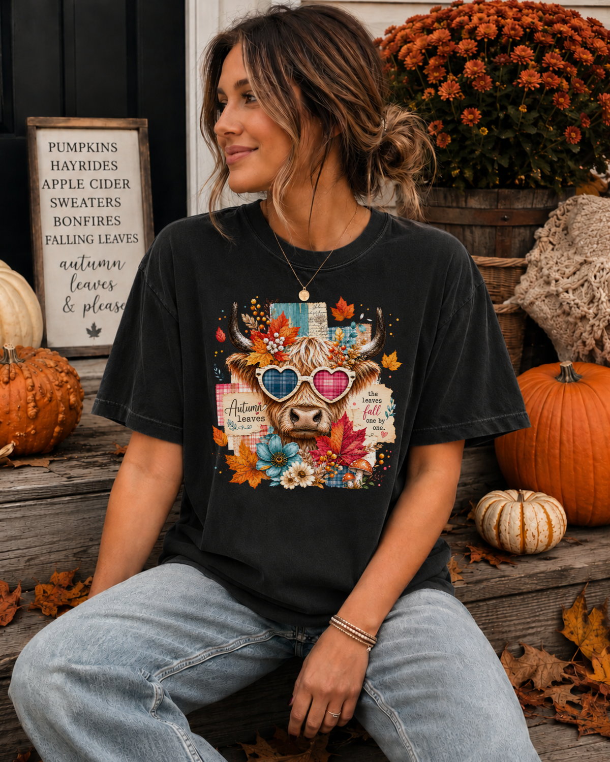 Autumn Highland Cow Tee