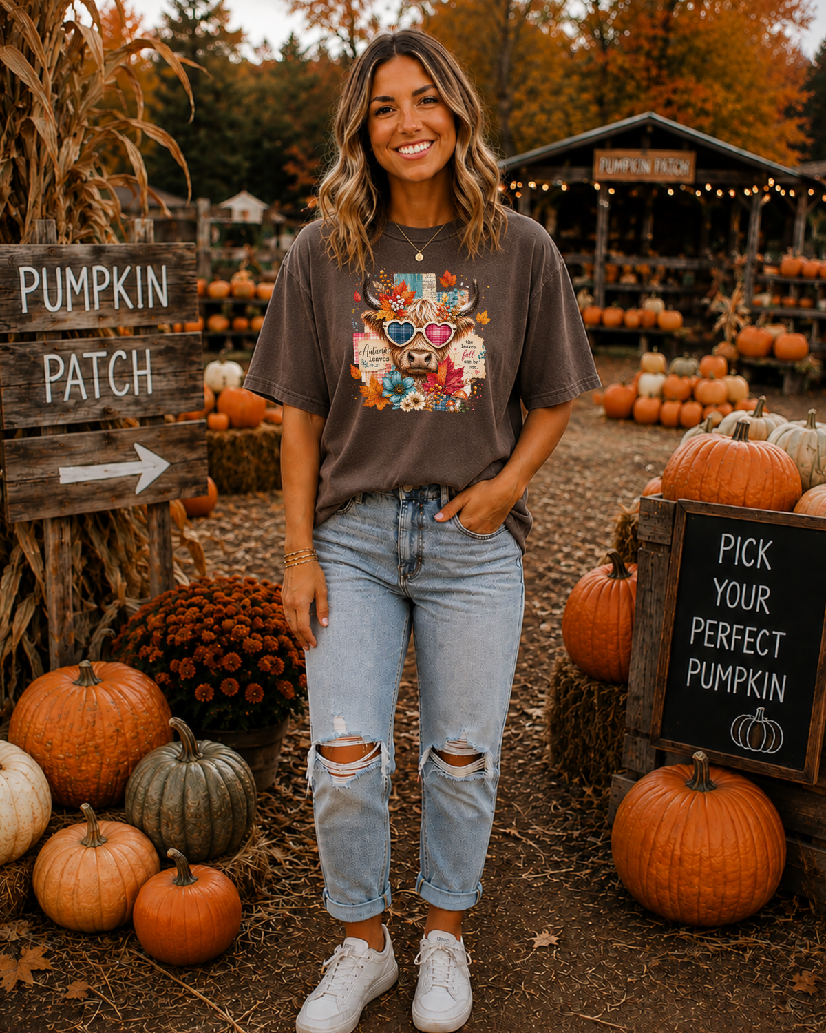 Autumn Highland Cow Tee