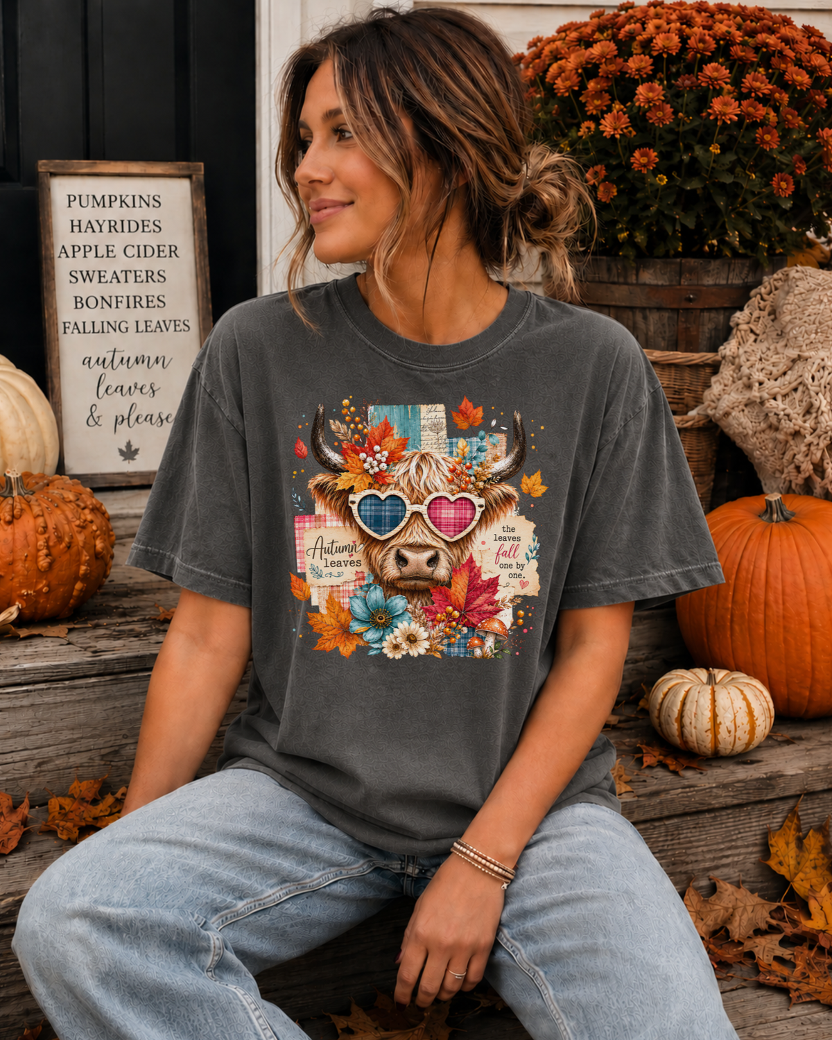 Autumn Highland Cow Tee