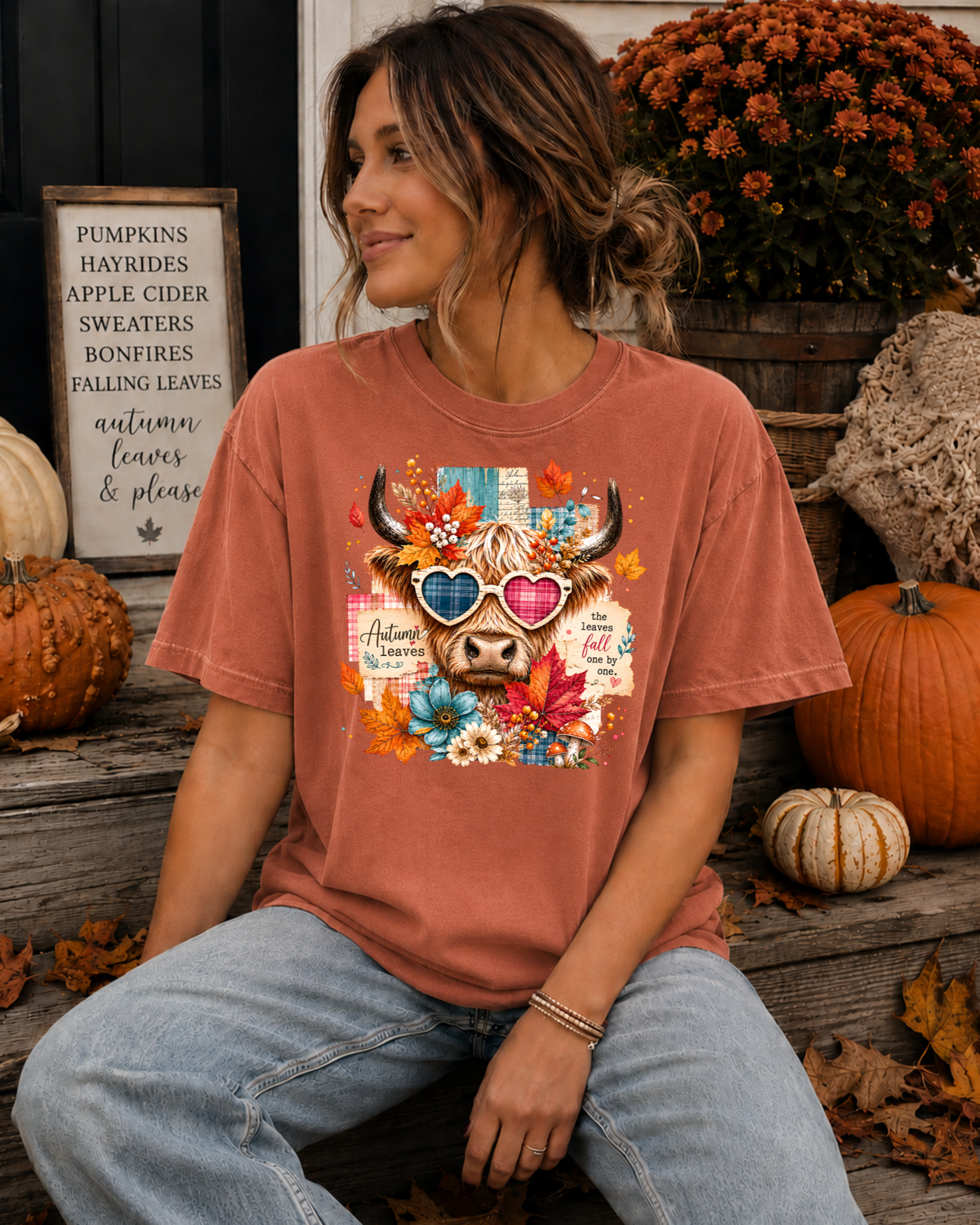 Autumn Highland Cow Tee
