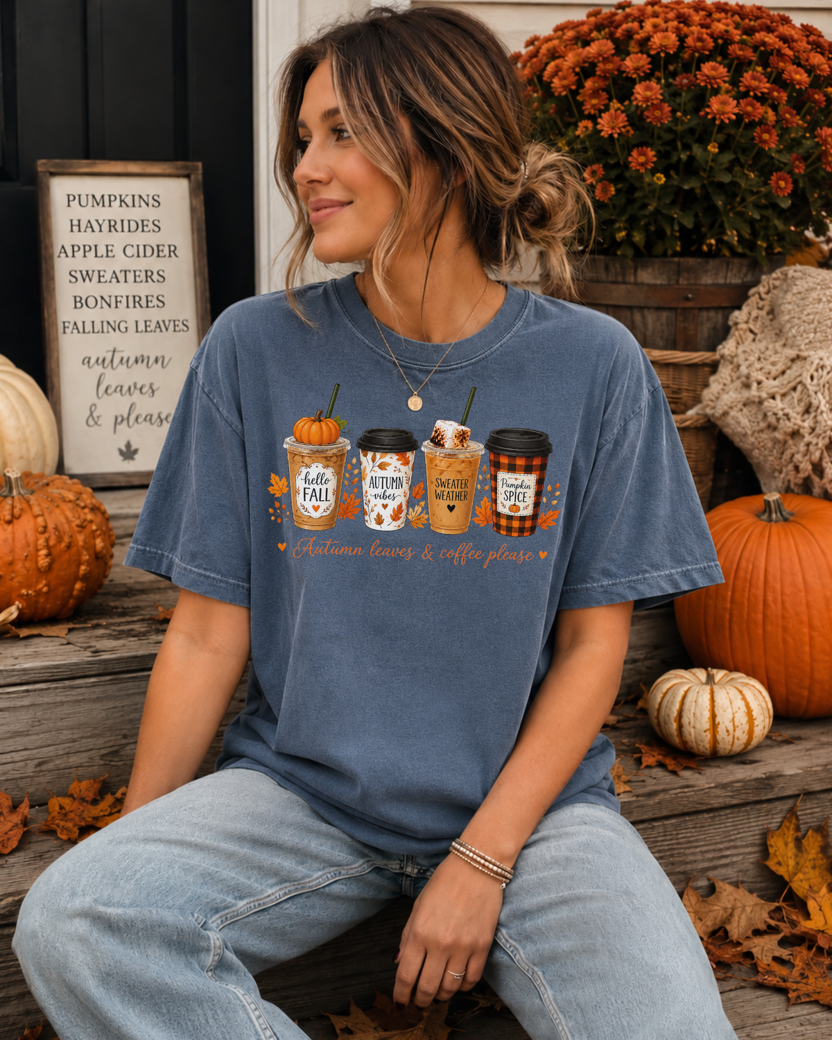 Autumn Leaves & Coffee Please Tee