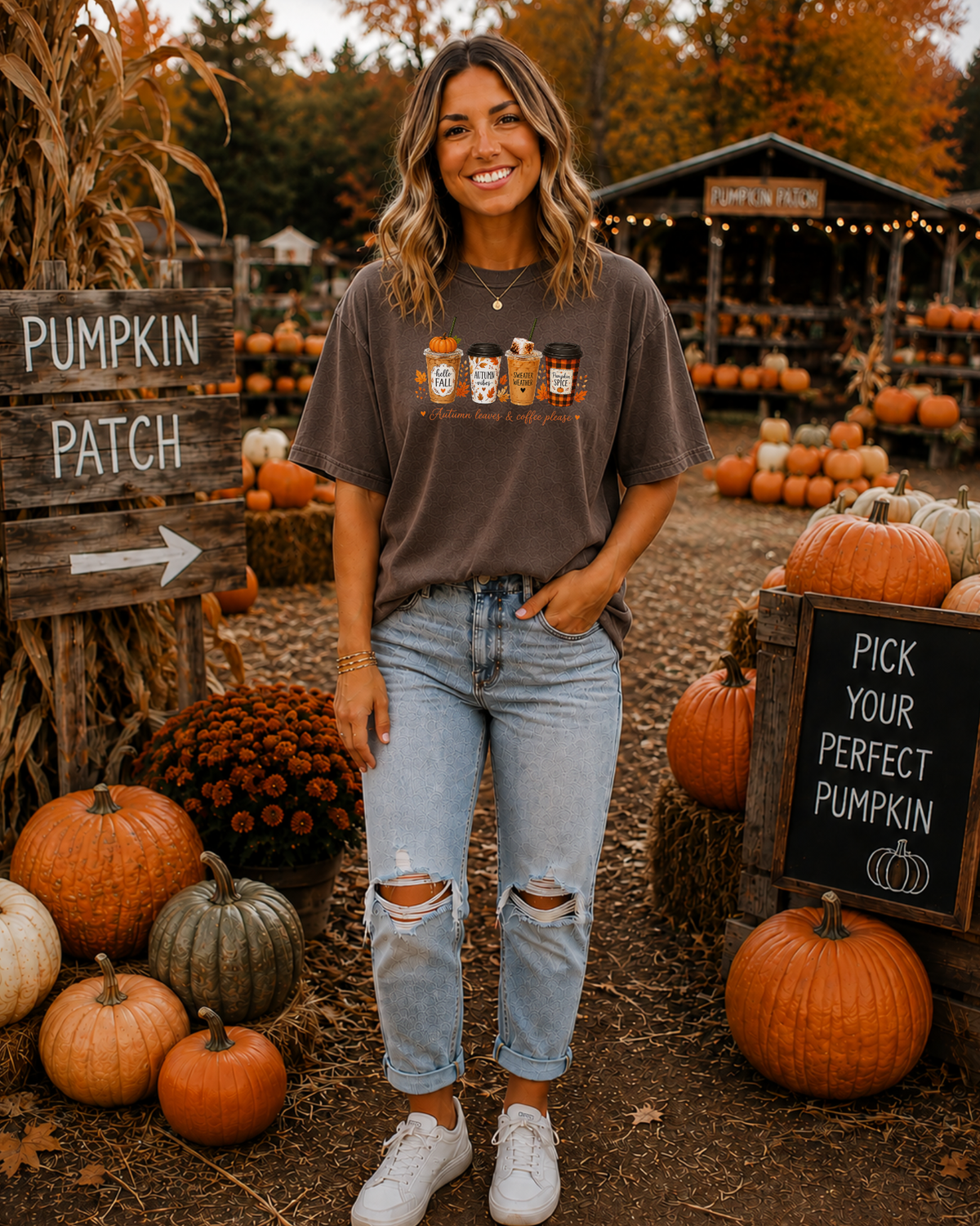 Autumn Leaves & Coffee Please Tee