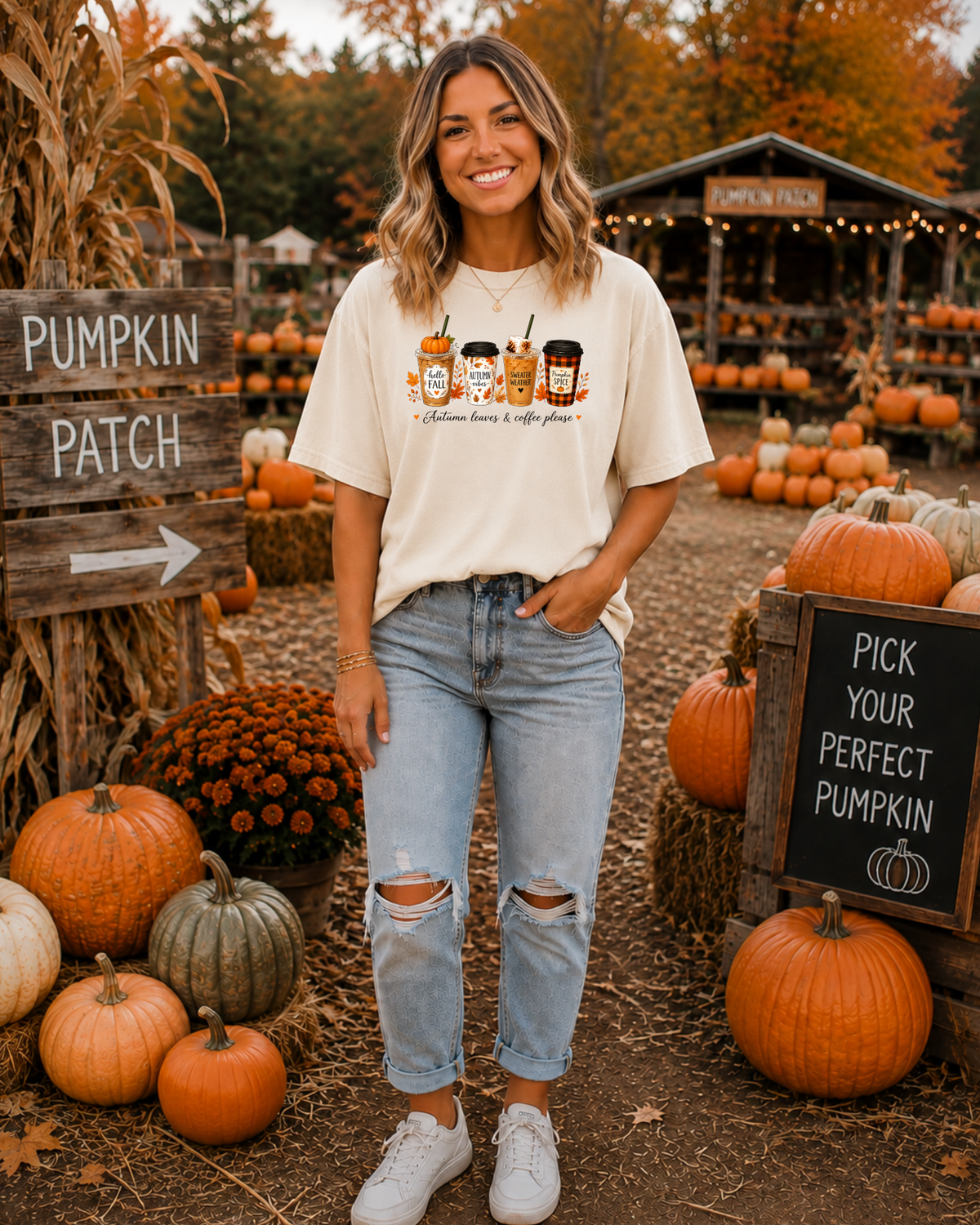 Autumn Leaves & Coffee Please Tee