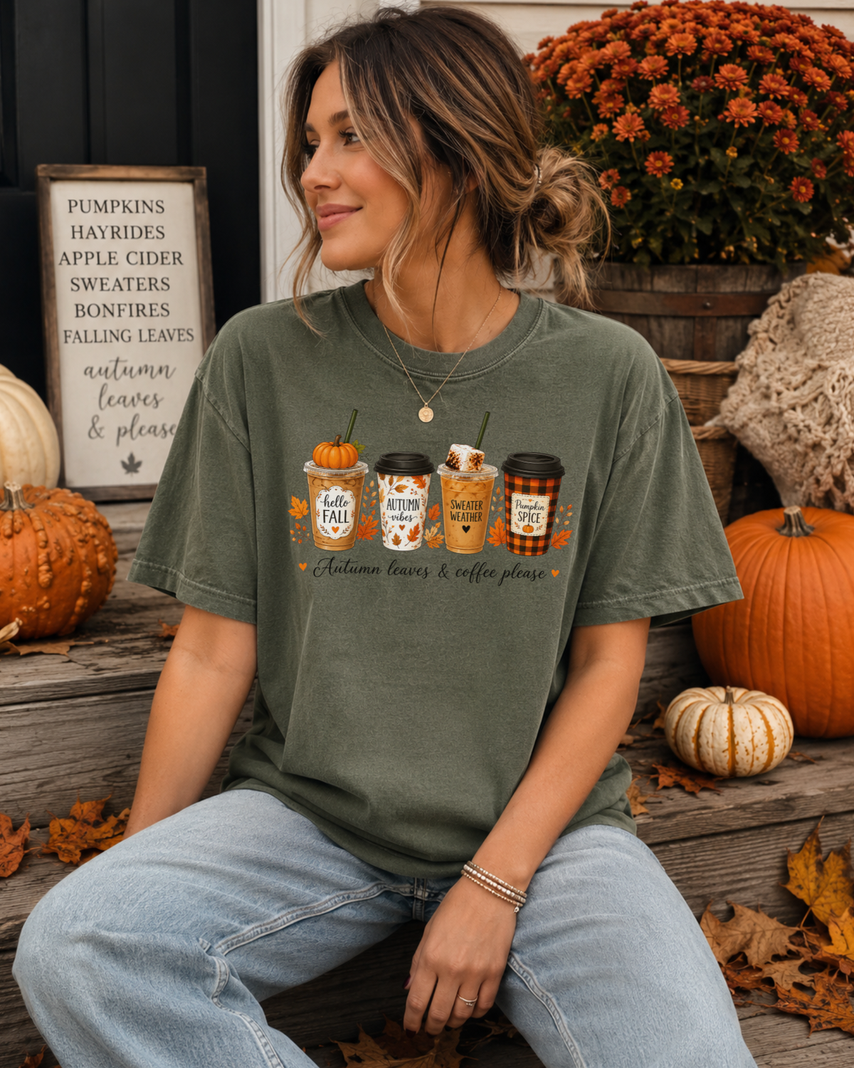 Autumn Leaves & Coffee Please Tee