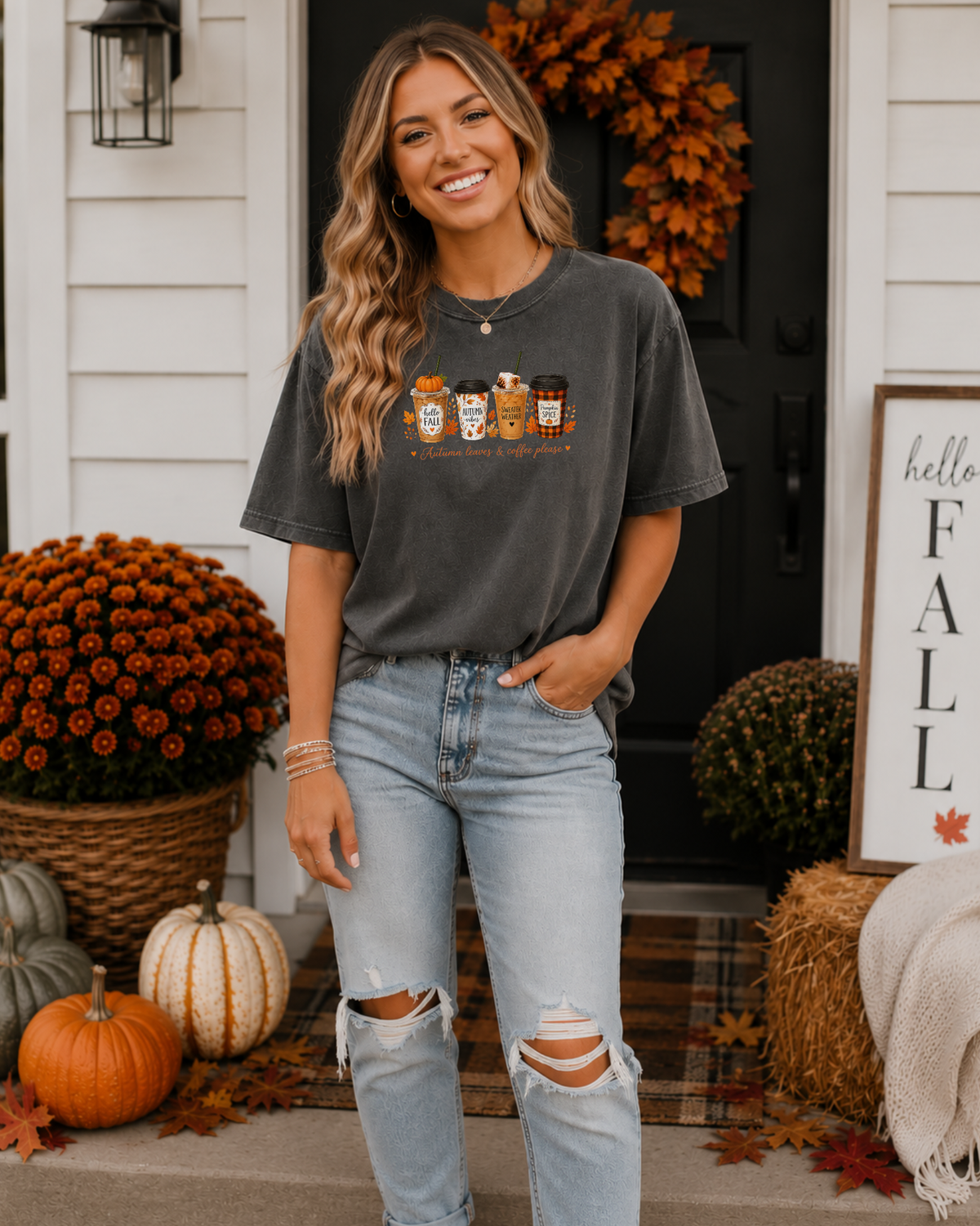 Autumn Leaves & Coffee Please Tee