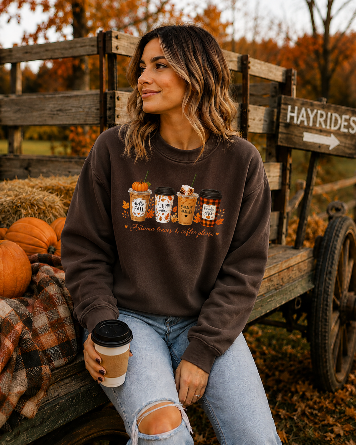 Autumn Leaves & Coffee Please Crewneck