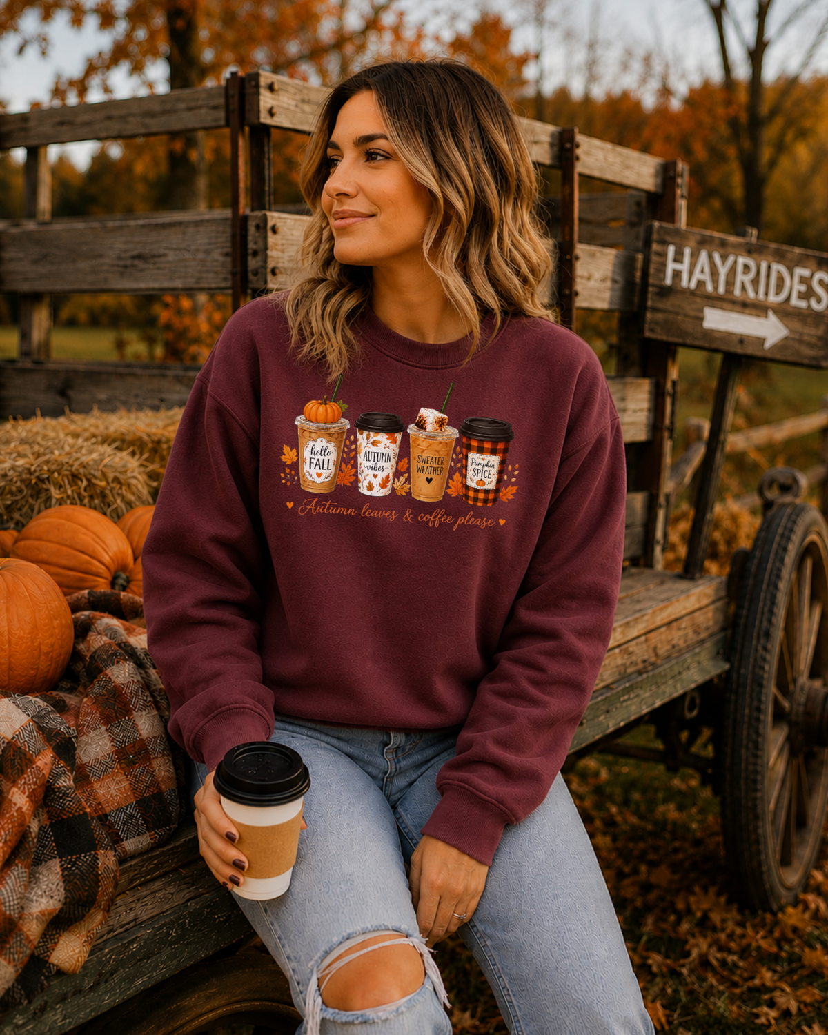 Autumn Leaves & Coffee Please Crewneck