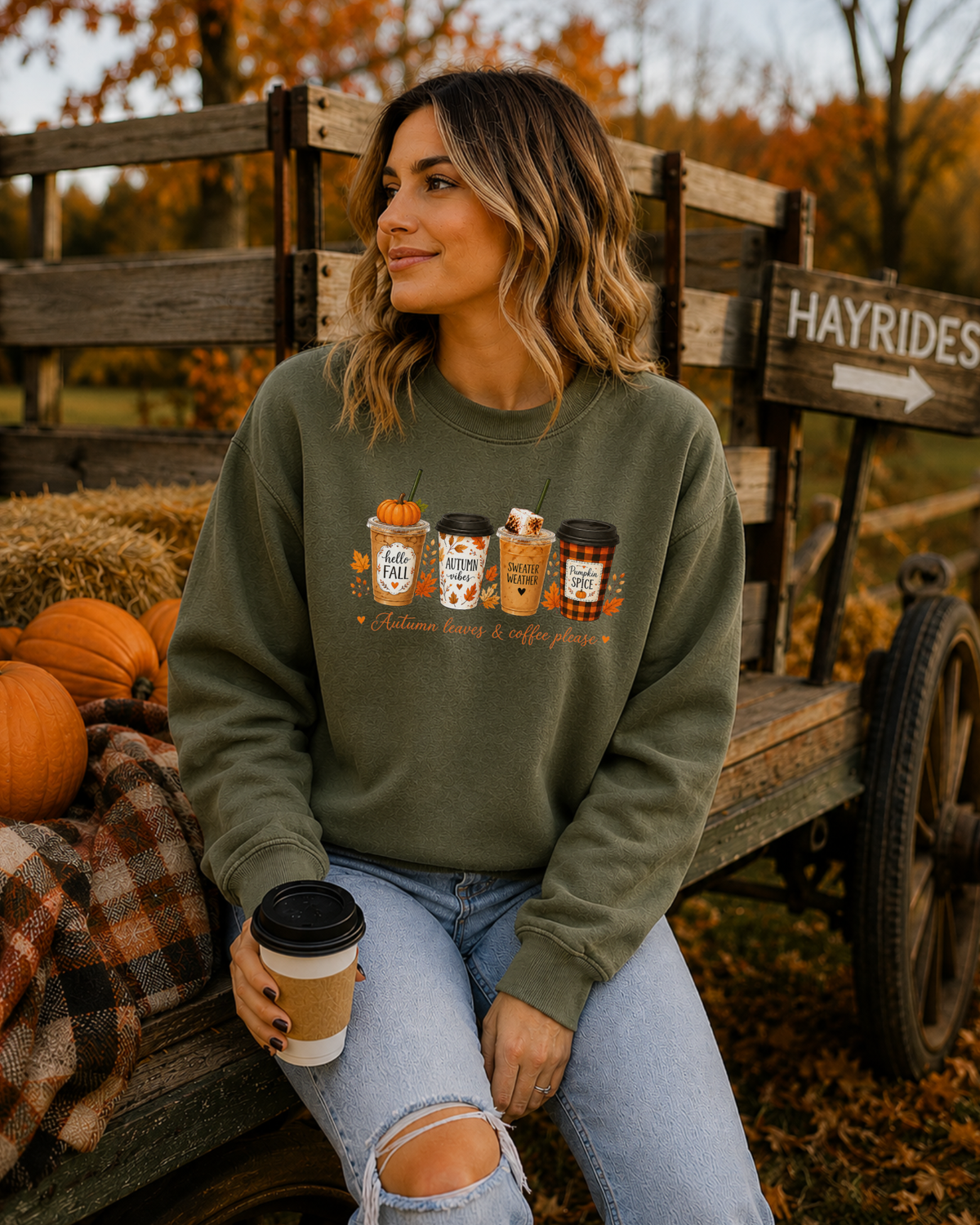 Autumn Leaves & Coffee Please Crewneck