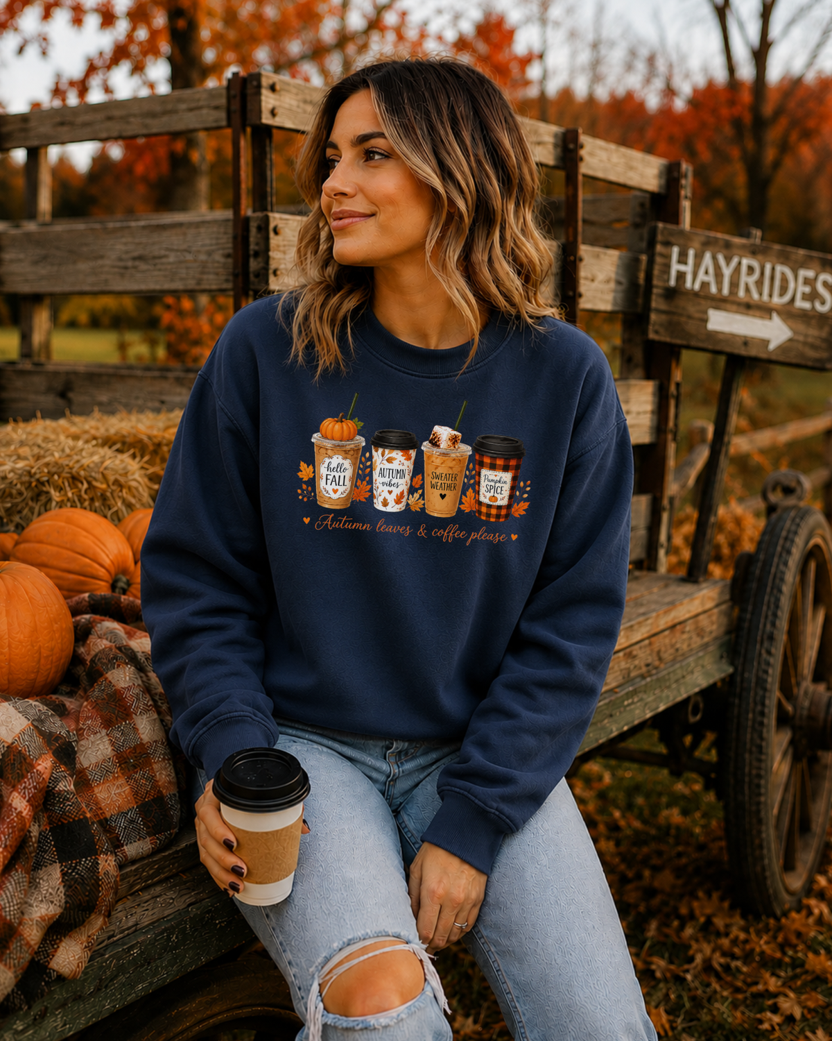 Autumn Leaves & Coffee Please Crewneck