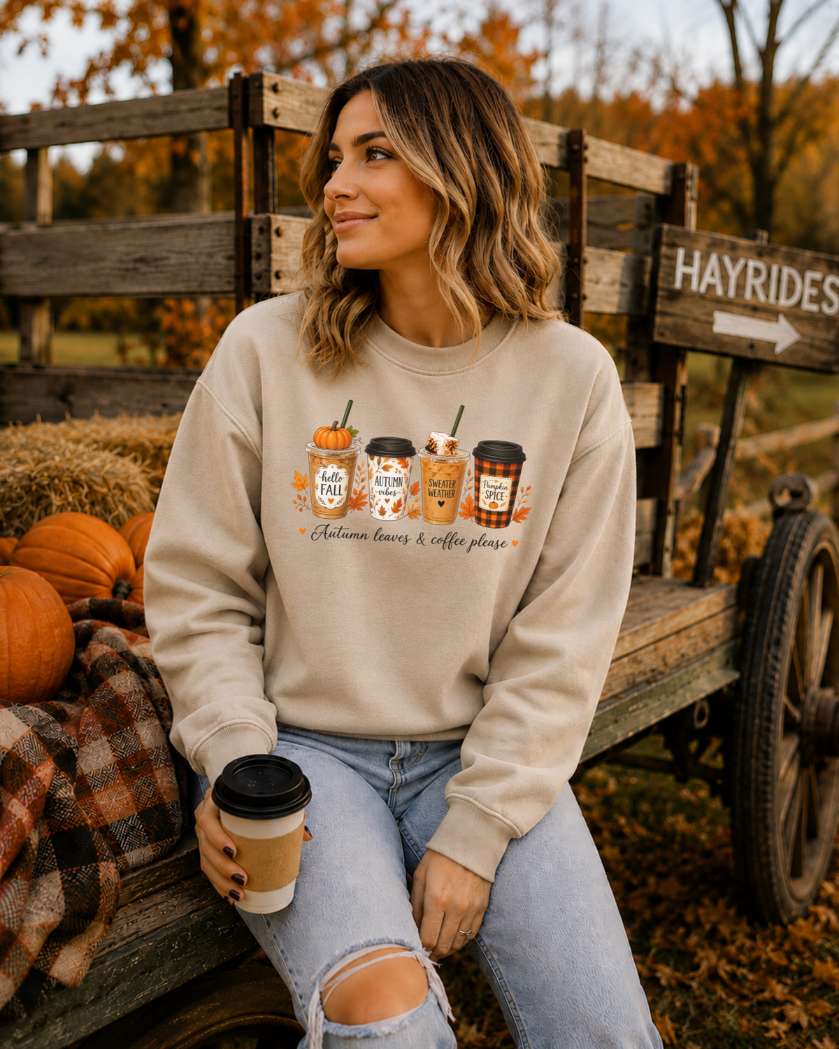 Autumn Leaves & Coffee Please Crewneck