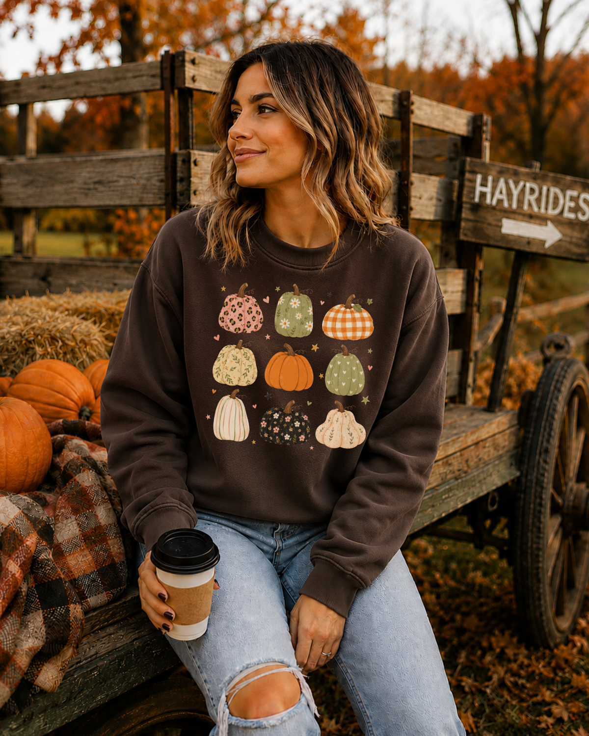 Boho Pumpkins Crewneck Sweater