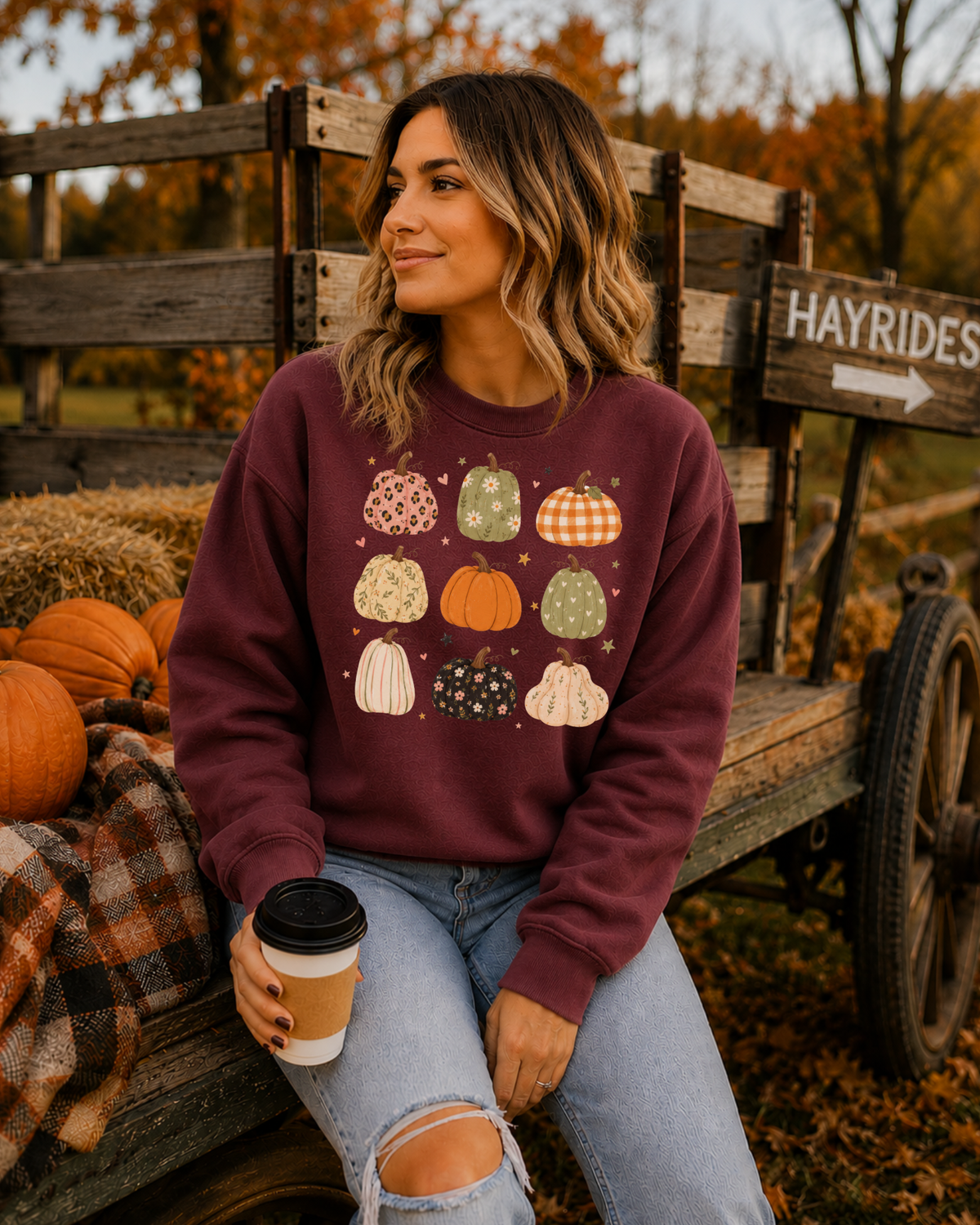 Boho Pumpkins Crewneck Sweater