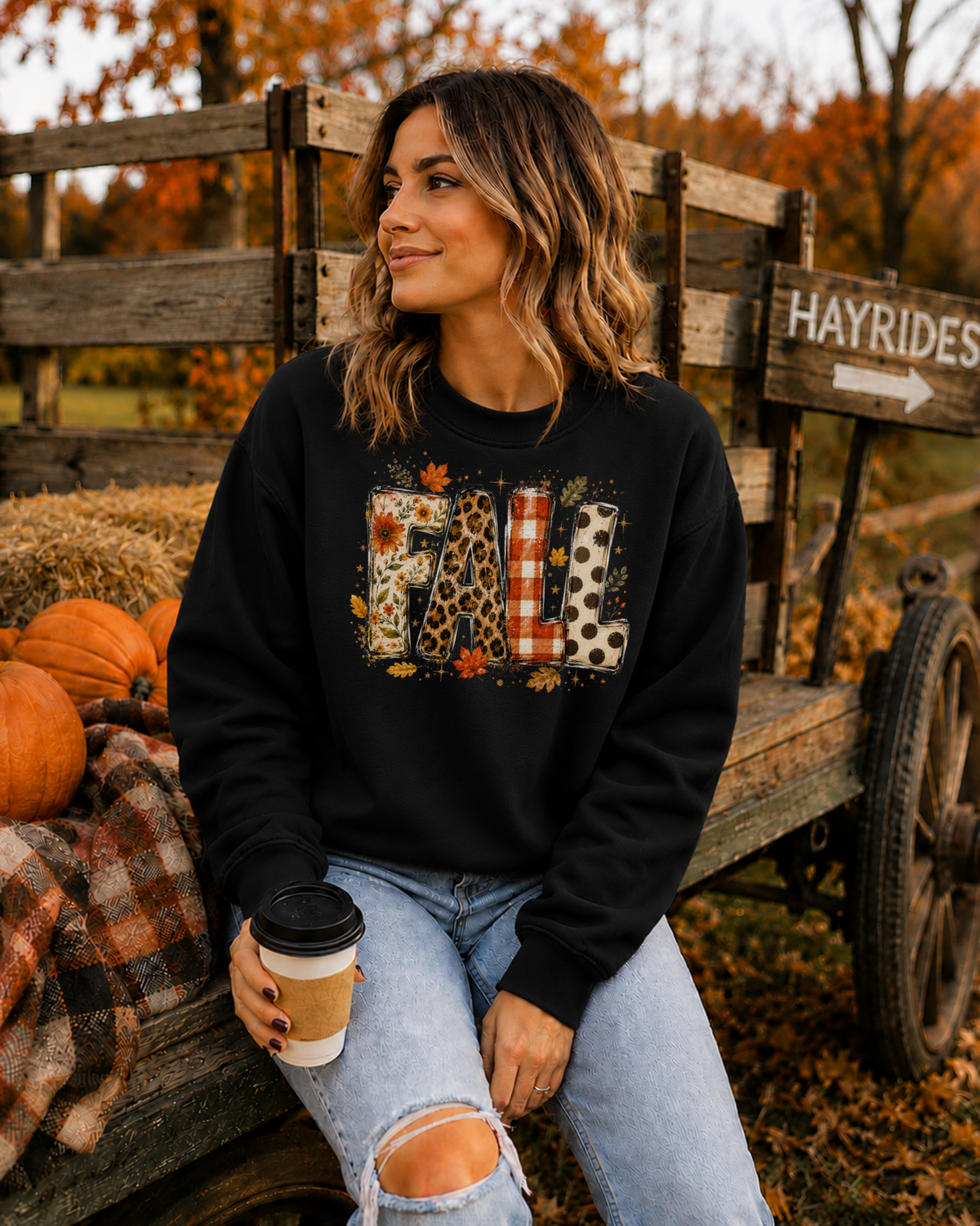 Fall Patchwork Crewneck Sweater