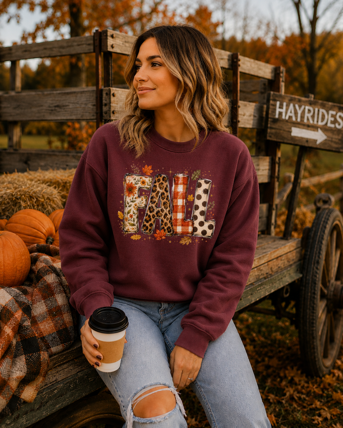 Fall Patchwork Crewneck Sweater