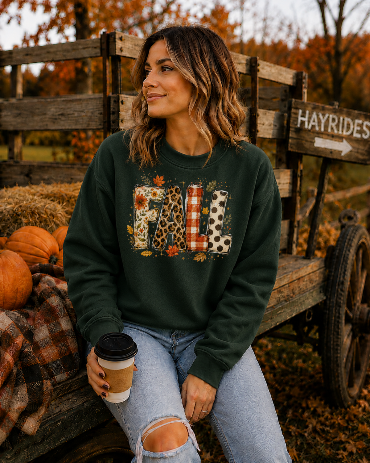 Fall Patchwork Crewneck Sweater