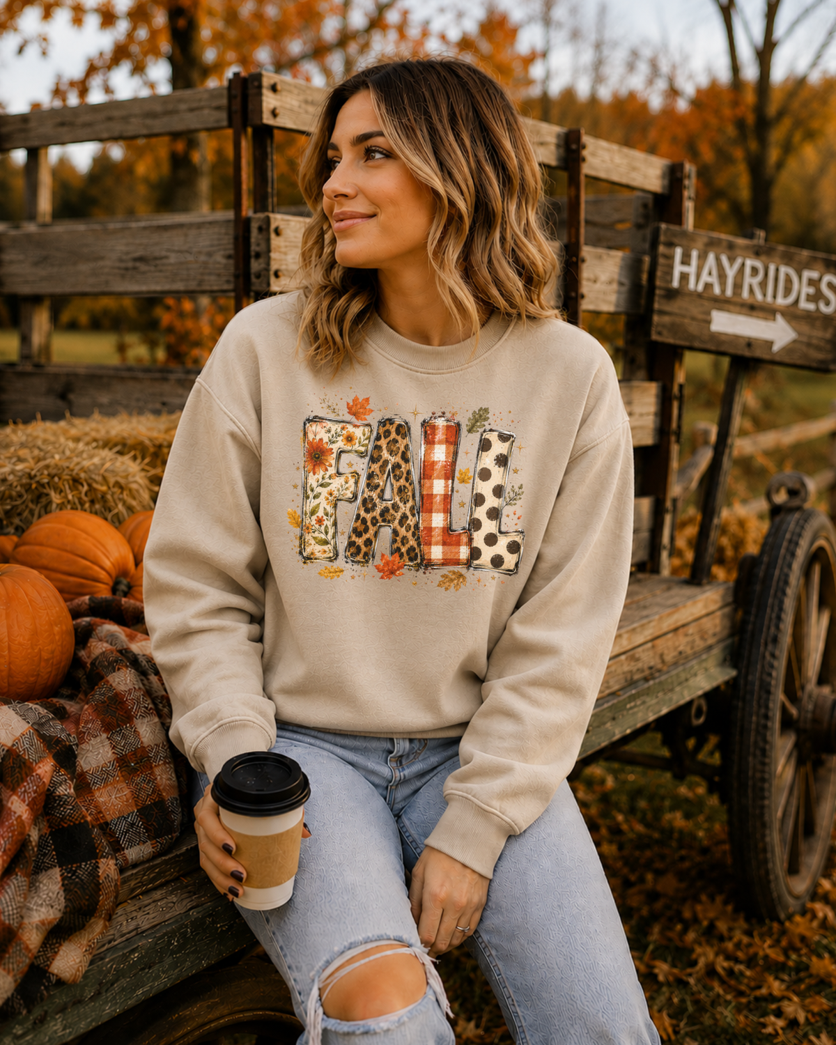 Fall Patchwork Crewneck Sweater