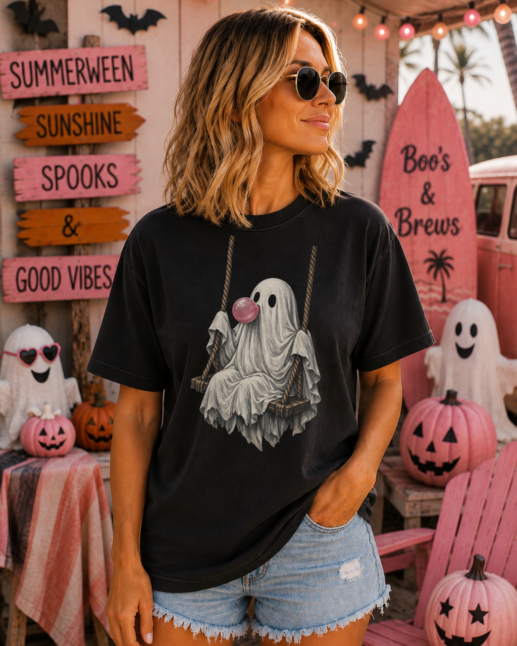 Ghost on a Swing Bubblegum Tee