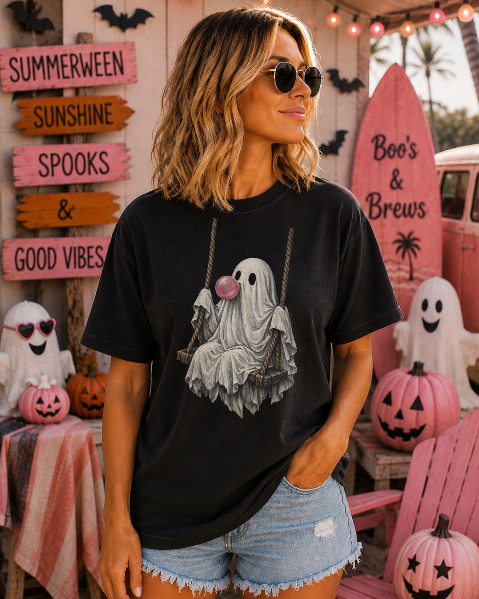 Ghost on a Swing Bubblegum Tee