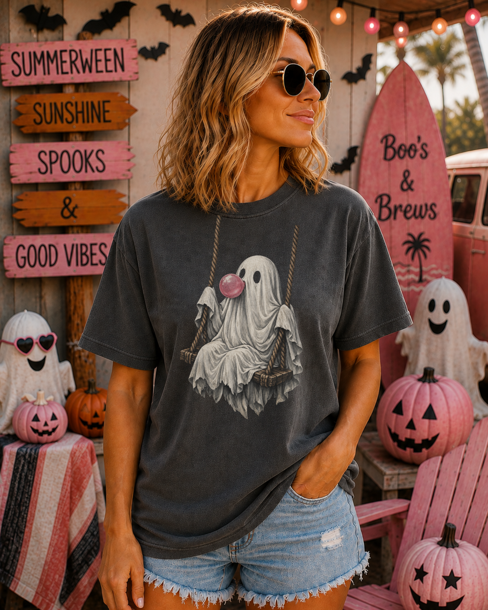 Ghost on a Swing Bubblegum Tee