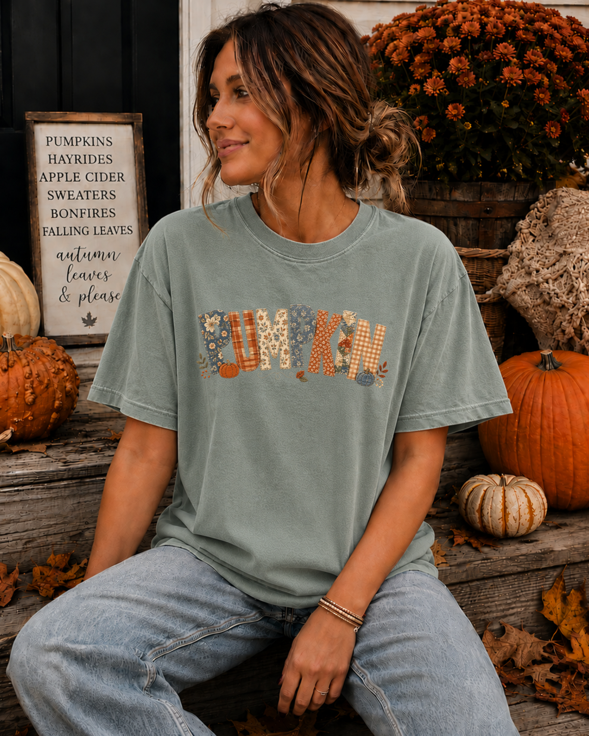 Rustic Pumpkin Patchwork Tee
