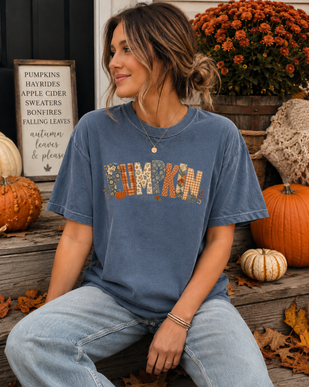 Rustic Pumpkin Patchwork Tee