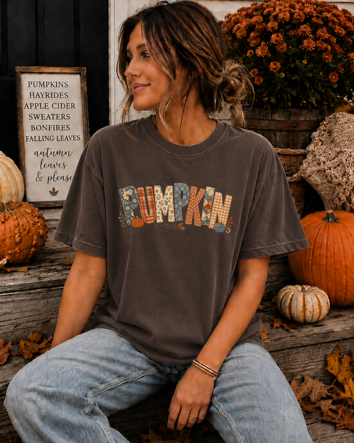 Rustic Pumpkin Patchwork Tee