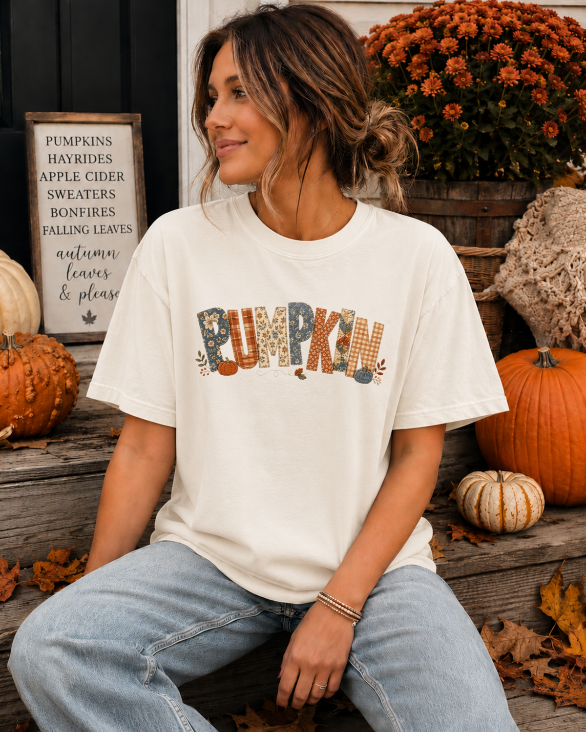 Rustic Pumpkin Patchwork Tee