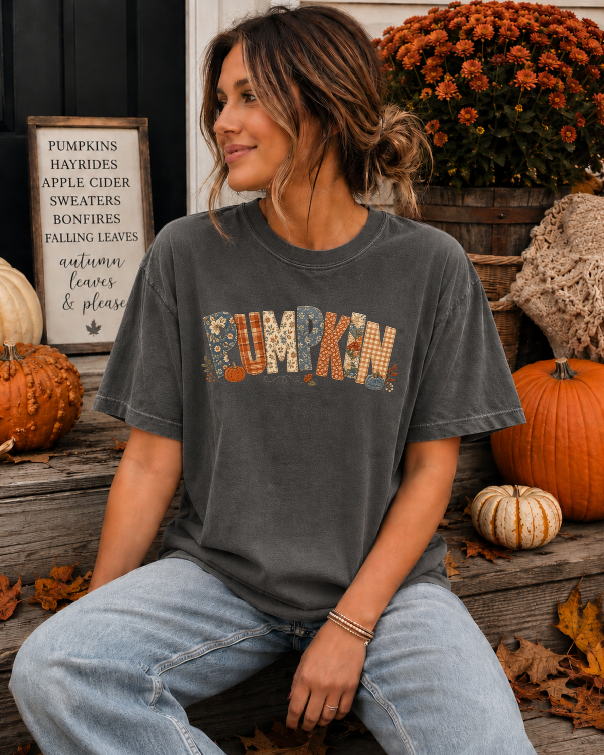 Rustic Pumpkin Patchwork Tee