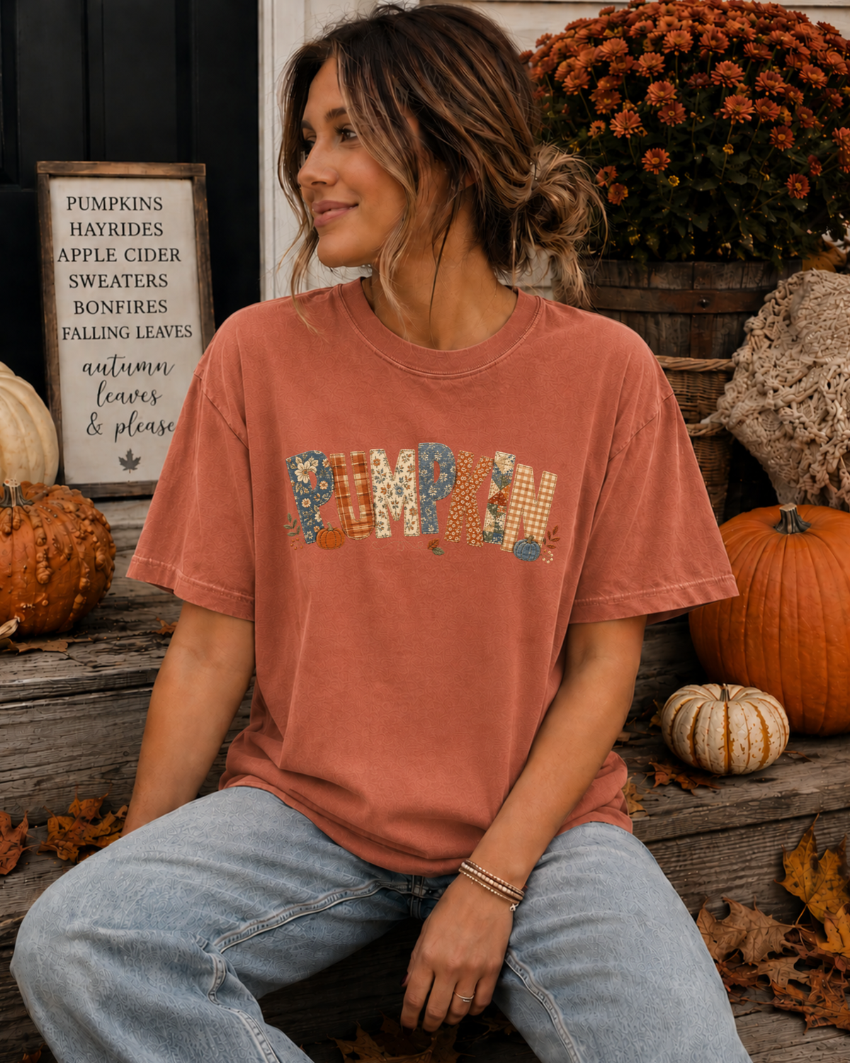 Rustic Pumpkin Patchwork Tee