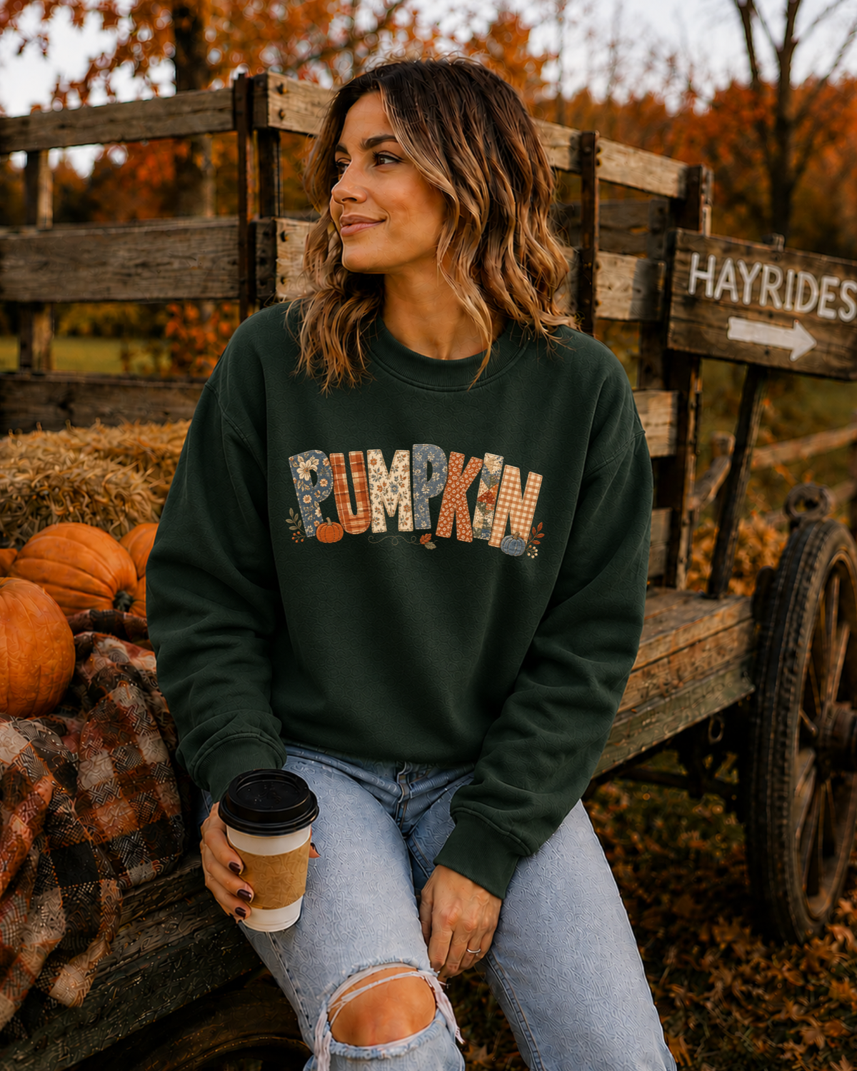 Rustic Pumpkin Patchwork Crewneck