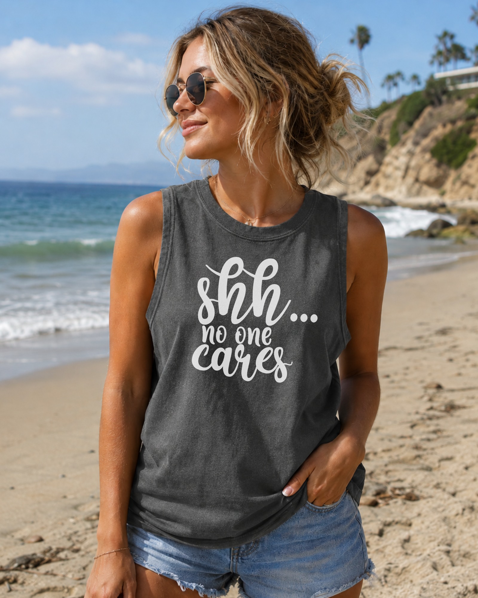 Shh... No one Cares Tank Tops