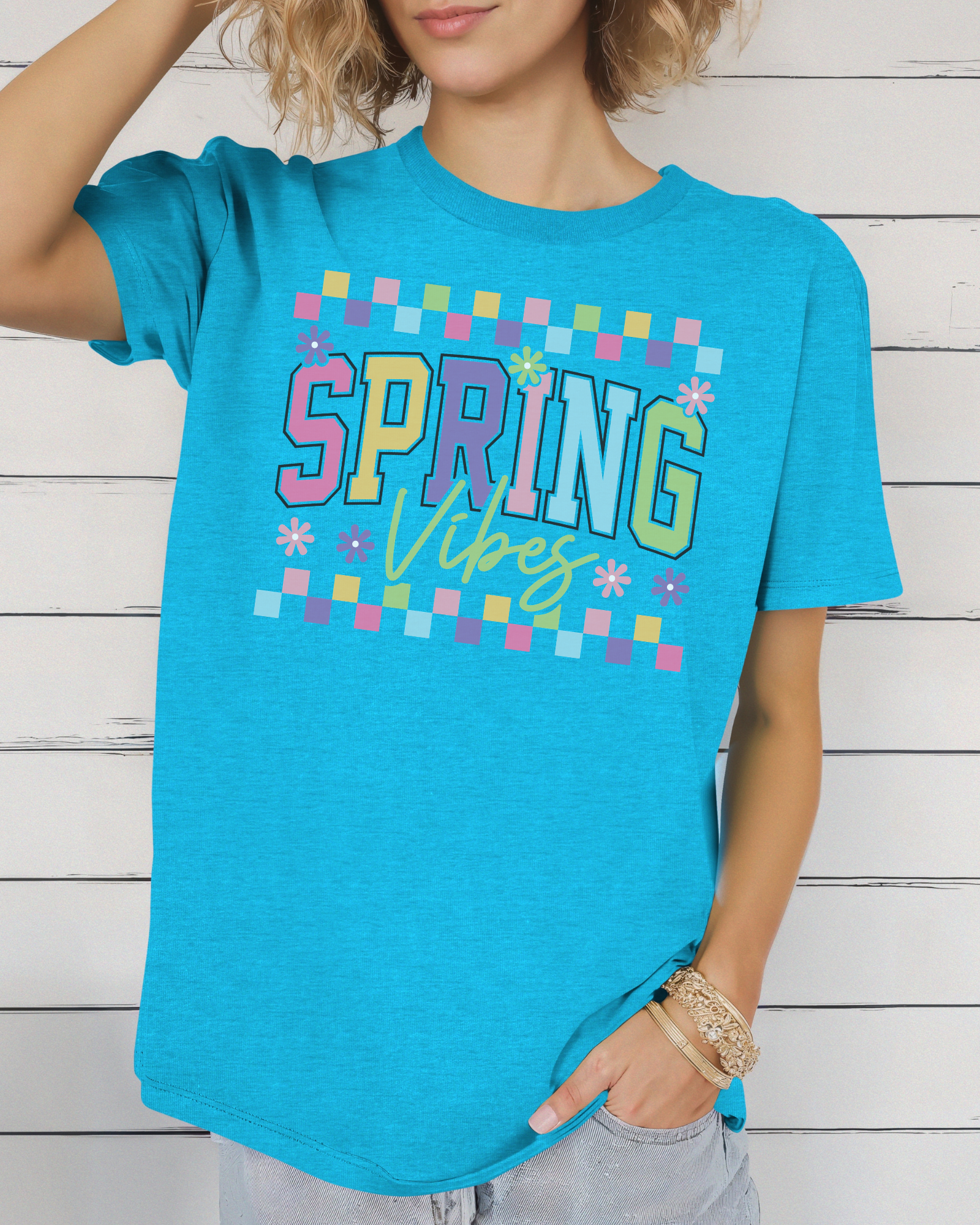 Spring Vibes Checkered Tee