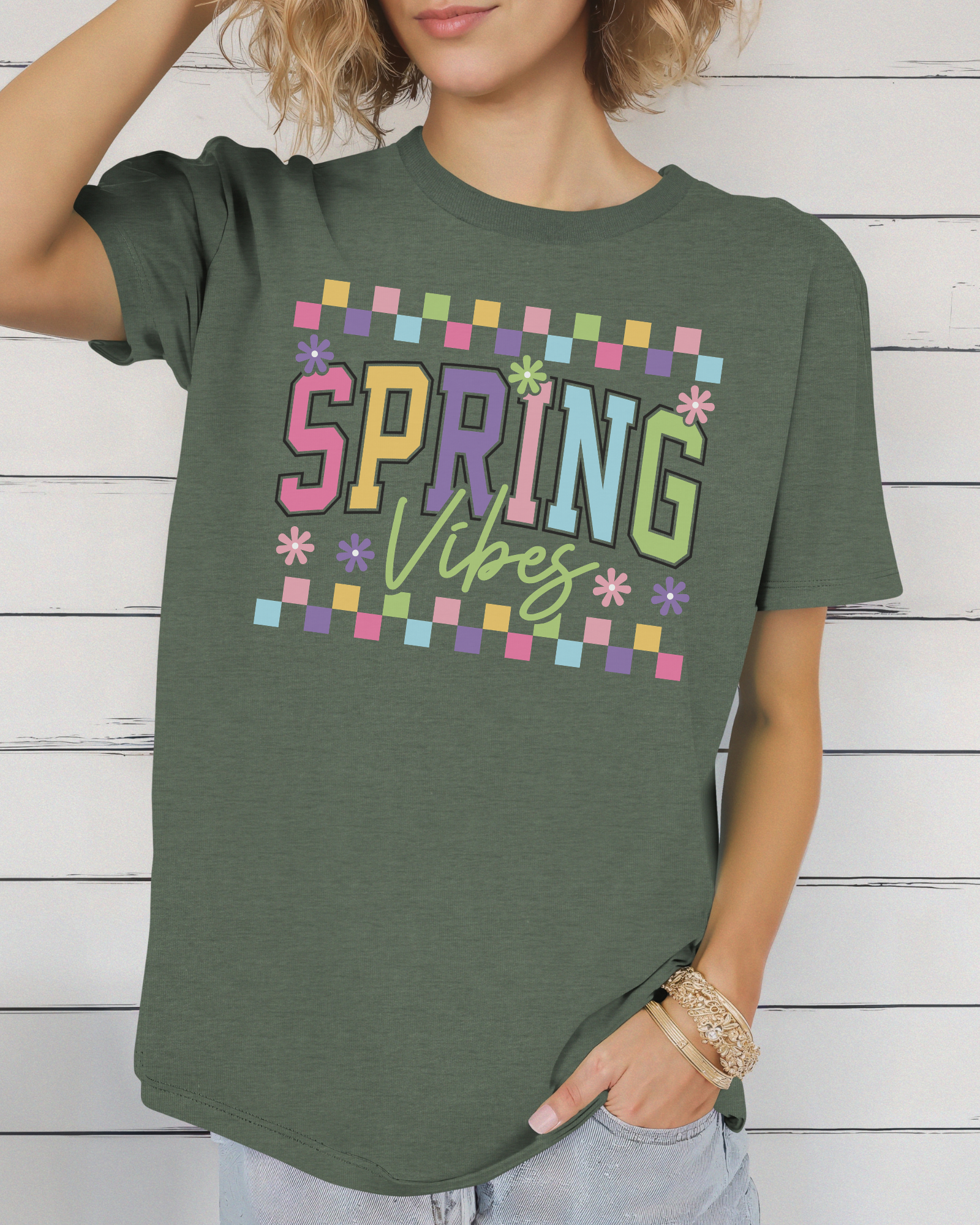 Spring Vibes Checkered Tee