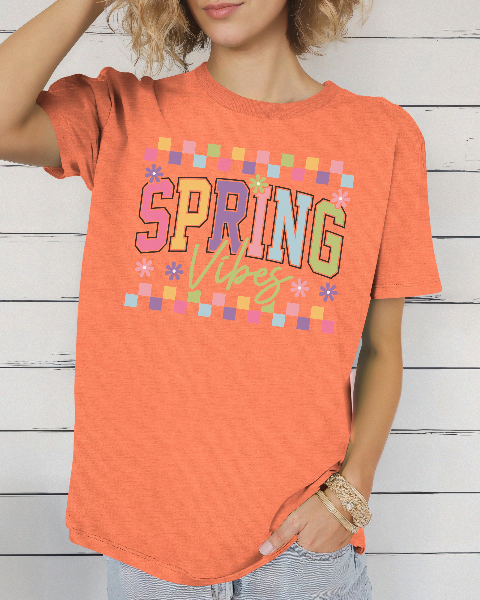 Spring Vibes Checkered Tee