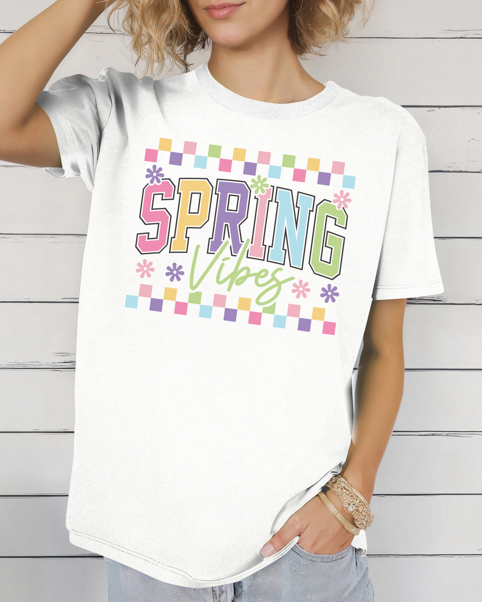 Spring Vibes Checkered Tee